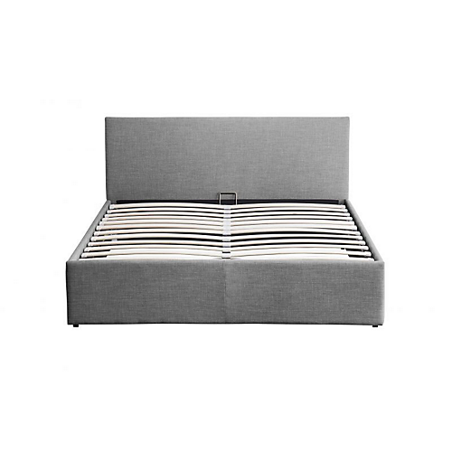 Cadre de lit avec sommier relevable et tête de lit en tissu gris foncé 160x200 IZY