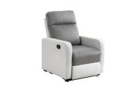 Fauteuil Relaxation Manuel Edgar En Pu Blanc Et Microfibre Grise Maison Et Loisirs E Leclerc