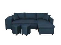 Canapé d'angle 2 places Bleu Tissu Design Confort