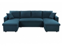 Canapé d'angle 2 places Bleu Tissu Moderne Grand