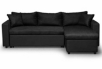 Canapé d'angle 3 places Noir Microfibre Confort