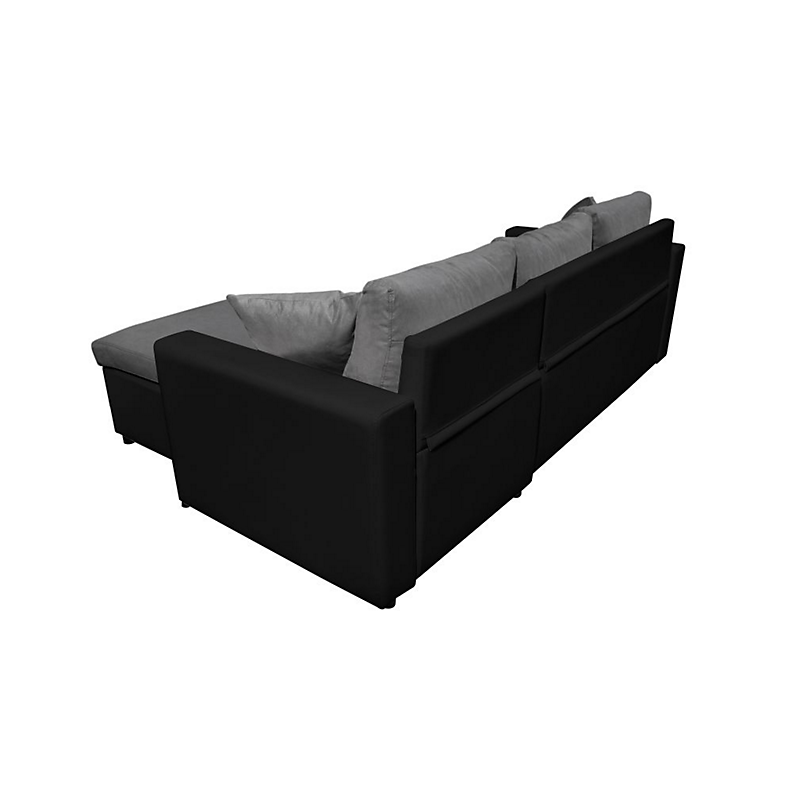 Canapé d'angle convertible réversible avec coffre noir/gris JADE