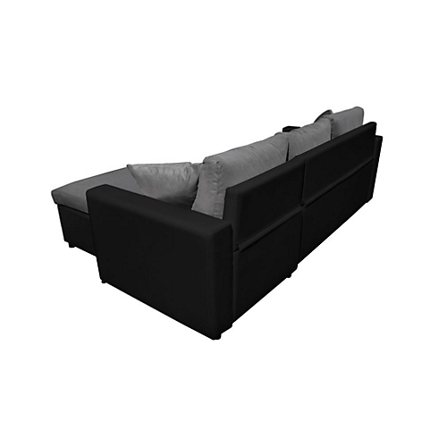 Canapé d'angle convertible réversible avec coffre noir/gris JADE