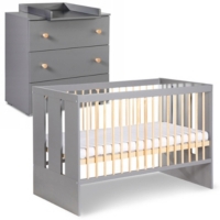 Pauline Ensemble Commode A Langer Lit Bebe Gris Bois 1x60 Cm Au Meilleur Prix E Leclerc