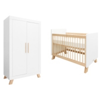 Lit Bebe 60x1 Et Armoire 2 Portes Bopita Lisa Blanc Et Naturel Au Meilleur Prix E Leclerc