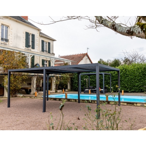 Pergola bioclimatique aluminium XXL gris anthracite l 360 x L 598 x H