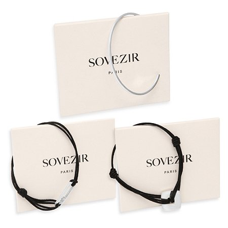 SOVEZIR - TRIO PADEL - TRIO BRACELETS JONC CORDONS HOMME - NOIR - bracelets