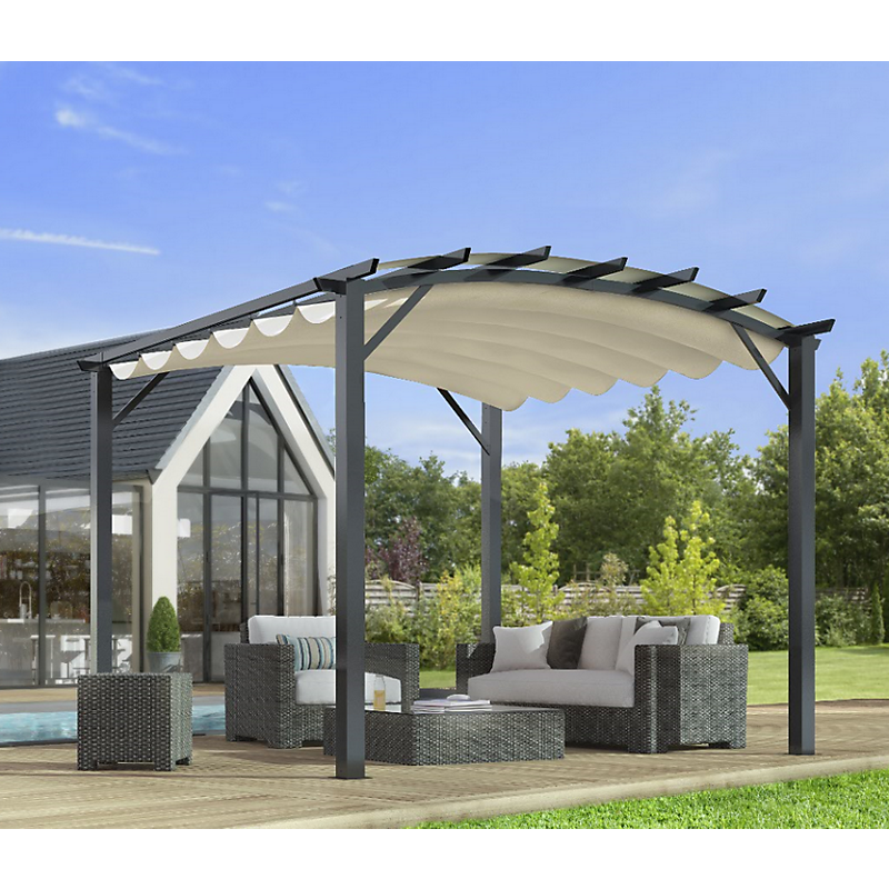 Pergola arche aluminium acier avec toit en toile cru 11 Pergola arche aluminium acier avec toit en toile cru 11