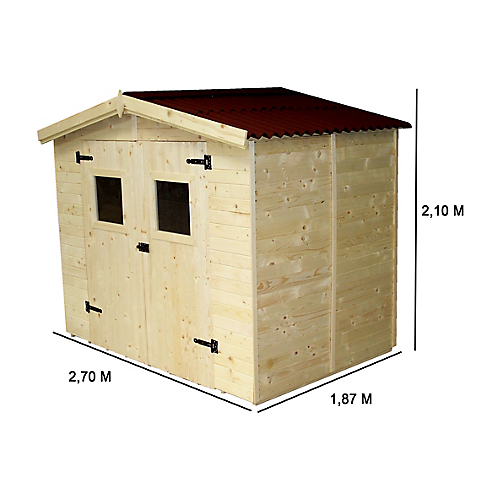 Abri panneaux bois massif 16 mm avec plancher 5,04 m²
