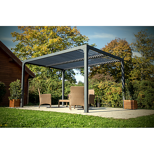 Pergola bioclimatique structure aluminium avec ouverture manuelle 360 x 300 cm