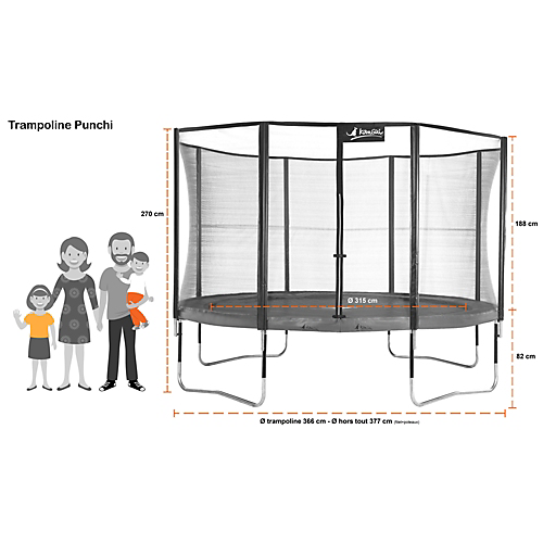 Trampoline Punchi ALOE 360 + échelle + couverture + kit ancrage - KANGUI