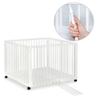 Jonas Parc Bebe Reglable En Bois Blanc Avec Roulettes Integrees Au Meilleur Prix E Leclerc