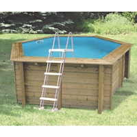 Piscine bois EMERAUDE hexagonale L.410 x H.120 cm