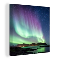 Poster Aurores Boréales D'Islande - Impression Sur Toile 40x60 Cm - Décoration Murale Moderne Pour Salon Ou Chambre