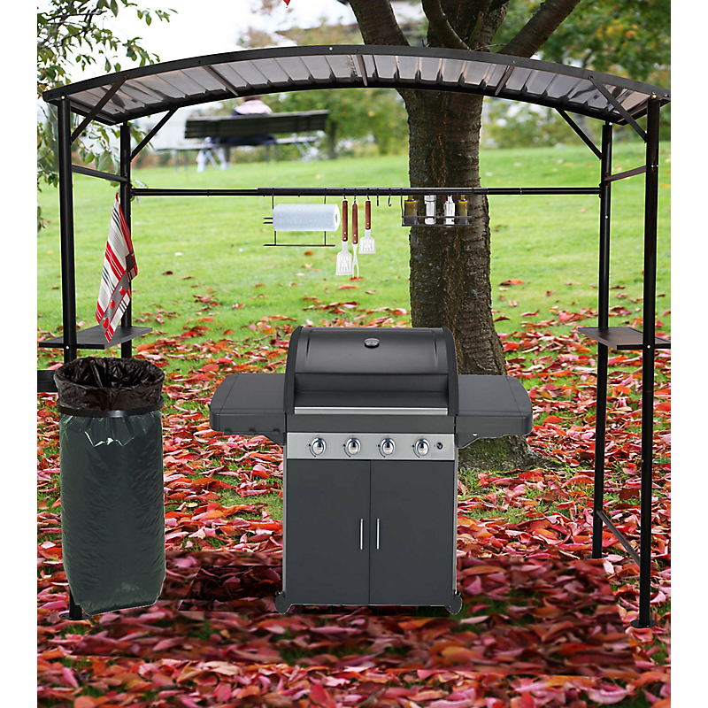 Carport barbecue acier gris anthracite 