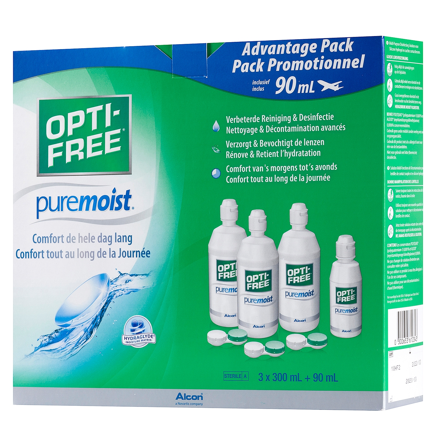 Opti Free PureMoist 3x300ml   90ML : Produit pour lentilles à prix